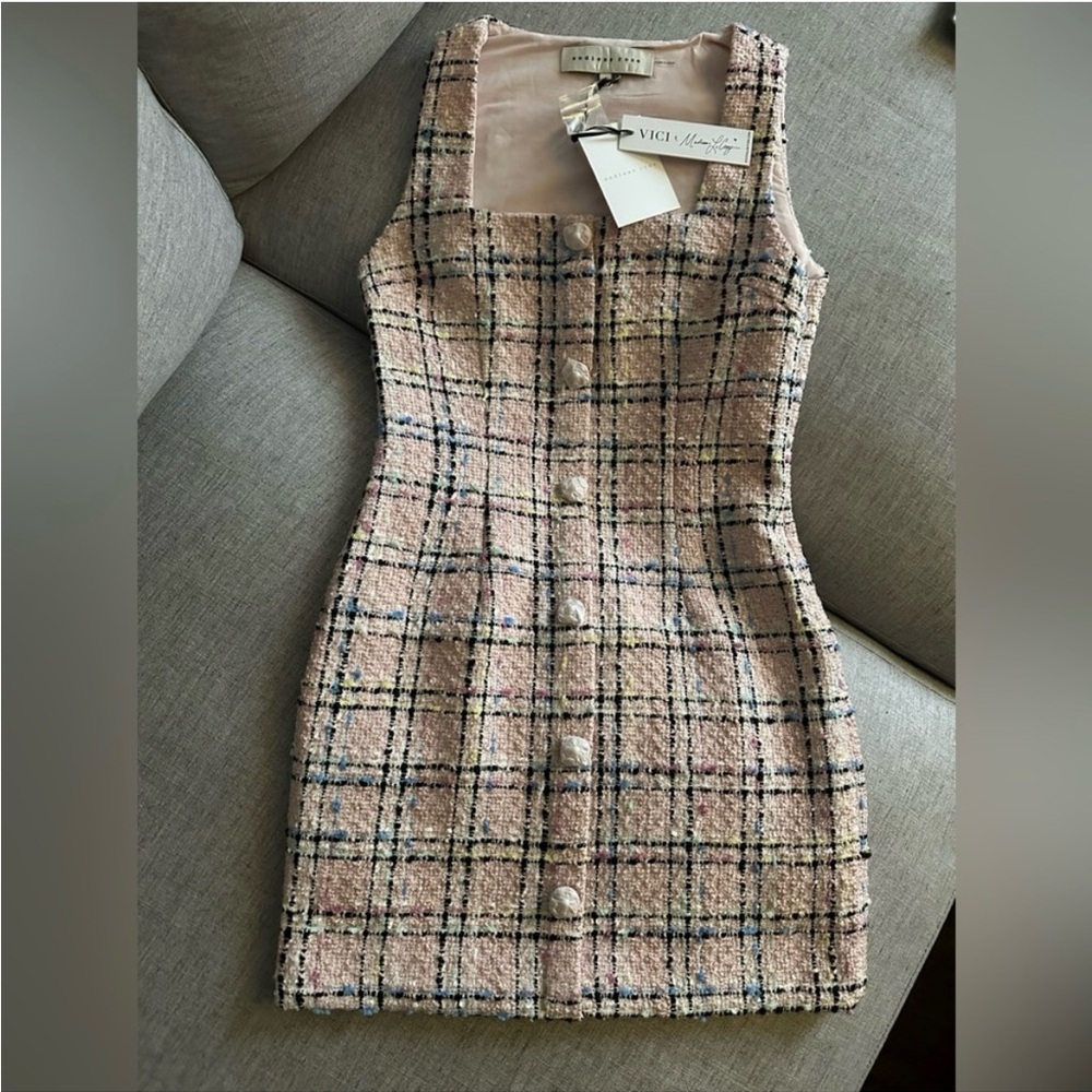 Vici x Madison LeCroy Charleston Plaid Tweed Mini Dress